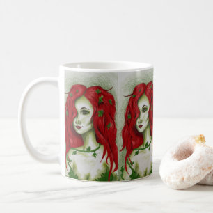 Ivy Nymph Söt Rödhårig Kvinna Porträtt Fantasykons Kaffemugg
