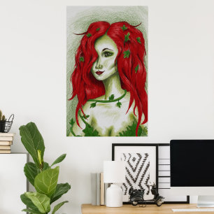 Ivy Nymph Söt Rödhårig Kvinna Porträtt Fantasykons Poster