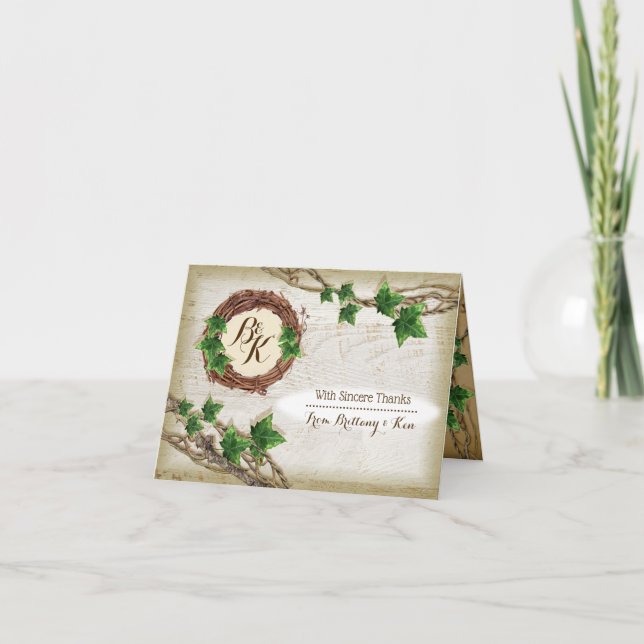 Ivy och Willow Bröllop Tackkort (Framsida)