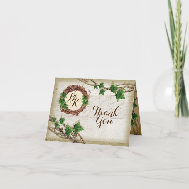 Ivy och Willow Bröllop Tackkort (Framsida)