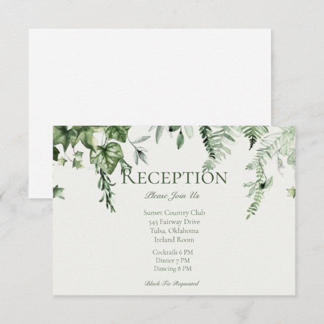 Ivy & Sage-bröllopsmottagning Tilläggskort (Fram/baksida)