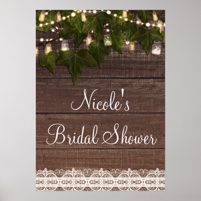 Ivy & String Ljus Mason Burk Rustic Poster Banner (Framsidan)