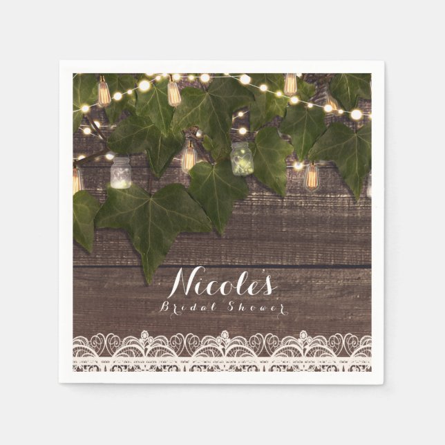 Ivy & String Ljus Mason Burk Rustic Reception Pappersservett (Framsidan)