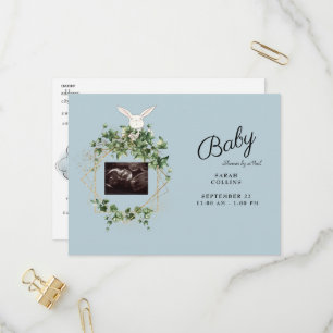 Ivy Ultrasound Photo Boy Shower Bunny Virtuell Inbjudan Vykort