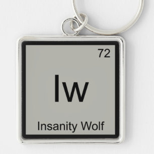 Iw - Insanity Wolf Kemiskt Elemente Symbol Meme T Fyrkantig Silverfärgad Nyckelring