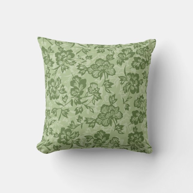 Iwalani Vintage Hawaiianska Moss Floral Kudde (Framsida)