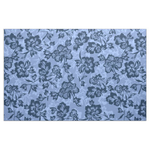 Iwalani Vintage Hawaiianskt Blått Blommigt Tyg