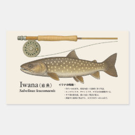 Iwana (Salvelinus leucomaenis) – Japanese Illust Rektangulärt Klistermärke