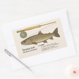 Iwana (Salvelinus leucomaenis) – Japansk illustrat Rektangulärt Klistermärke