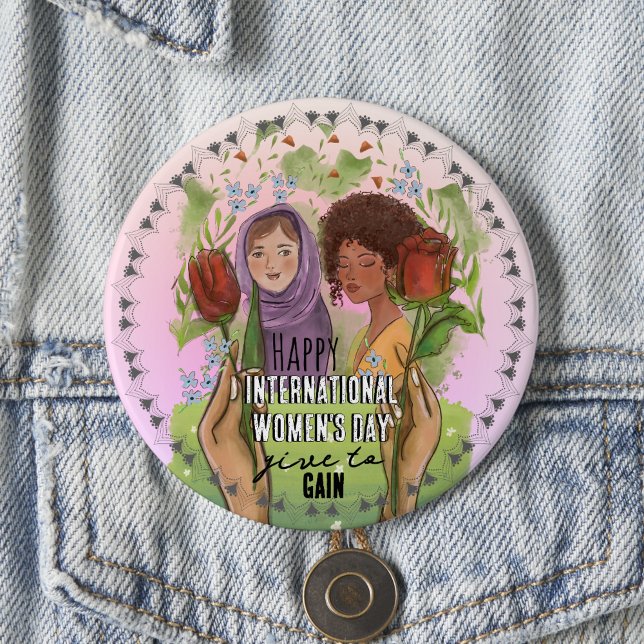 IWD 2026 Give To Gain Mandala Button | Large  Knapp (IWD 2026 Give To Gain Mandala Button  Large )