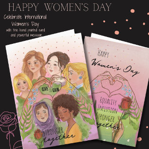 IWD Rosa vattenfärg multietniska kvinnor GE FÖR AT Helgkort