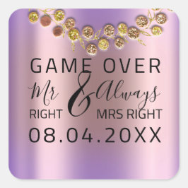 ìWedding Höger Mrs Höger Game over Wandeans Fyrkantigt Klistermärke