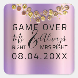 ìWedding Höger Mrs Höger Game over Wandeans Fyrkantigt Klistermärke