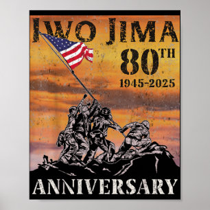 Iwo Jima 80-årsjubileum Wwii-veteran USA-flagga 4: Poster