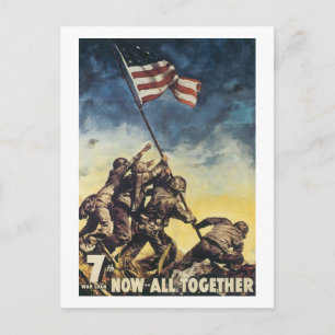 Iwo Jima flagga Raising färg krig Graphic vintage Vykort
