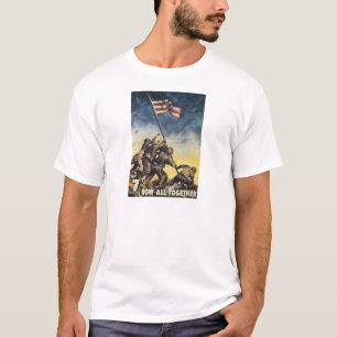 Iwo Jima flagga som lyfter grafisk vintage för T Shirt