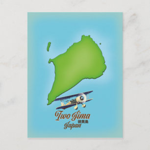 Iwo Jima Japanska ön karta Vykort