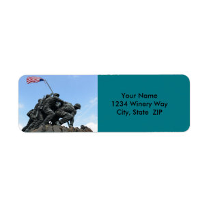 Iwo Jima Memorial i Washington DC Returadress Etikett