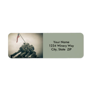 Iwo Jima Memorial i Washington DC Returadress Etikett