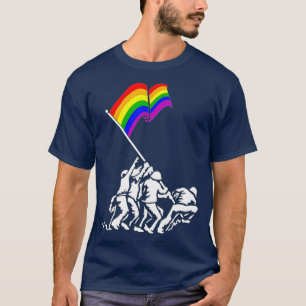 Iwo Jima Pride Flagga Gift LGB-Höger för militär S T Shirt
