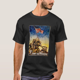 Iwo Jima Retro WW2 American Flagga Raising T Shirt