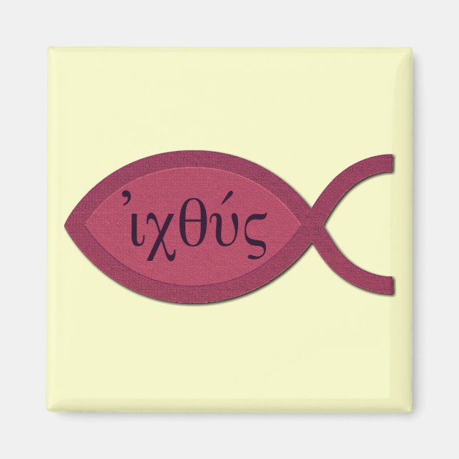 IXOYE Christian Fish Symbol - Red Parchment Magnet (Framsidan)