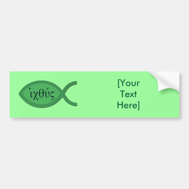 IXOYE Kristet fiskesymbol - Grönt pergament Bildekal (Framsidan)
