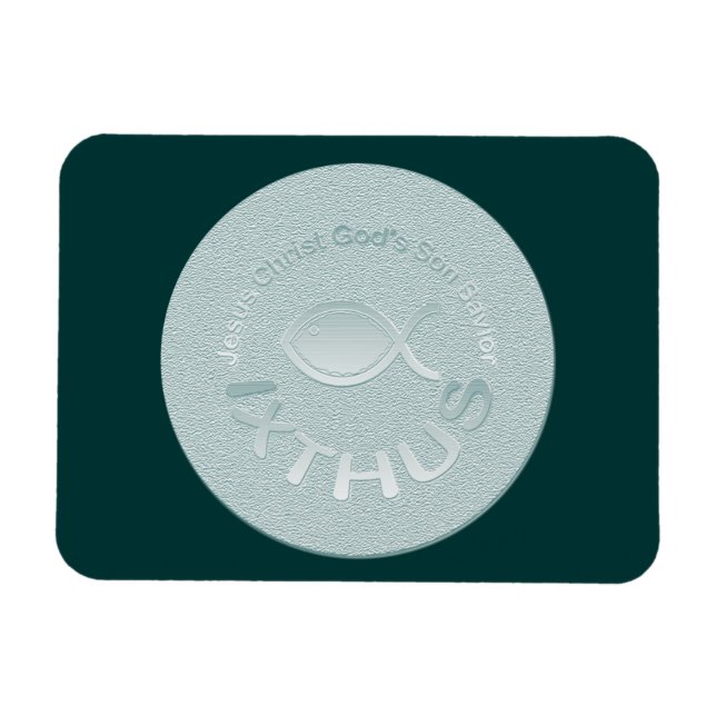 IXTHUS Christian Fish Symbol - SILVER Magnet (Horisontell)
