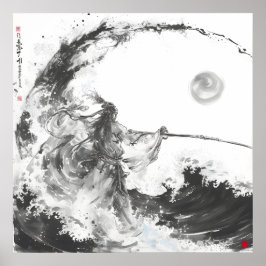 Izanami och Izanagi Black and White Spear Poster