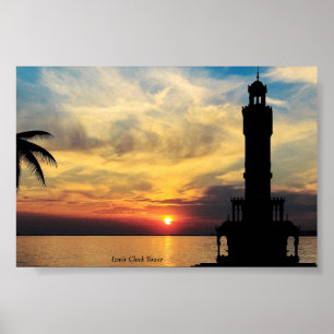 Izmir Clock Torn, Sunset Turkey Poster