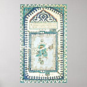 Iznik belägger med tegel med en framställning av poster