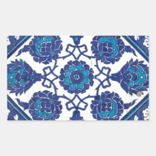 Iznik blom- etnisk stam- turkisk mosaisk rektangulärt klistermärke
