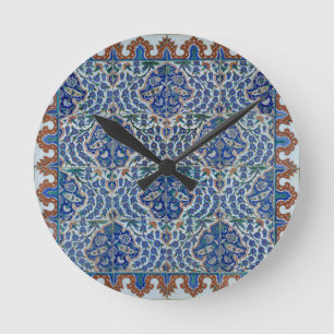 Iznik blom- etnisk stam- turkisk mosaisk rund klocka