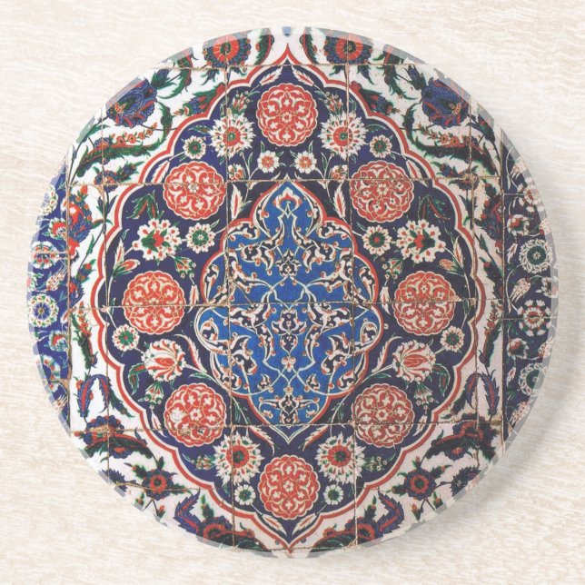 Iznik blom- etnisk stam- turkisk mosaisk underlägg sandsten (Framsidan)