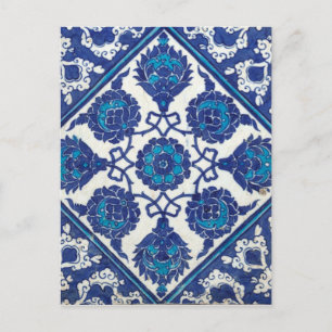 Iznik Blommig Etnisk Tribal Turkisk Moasik Keramik Vykort