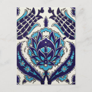 Iznik Blommigt Ethnic Tribal Turkisk Mosaic Potter Vykort