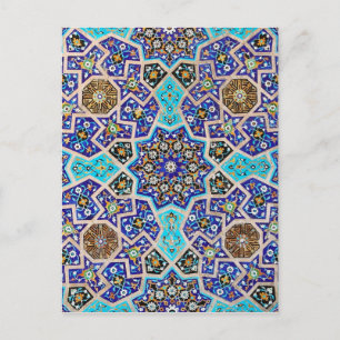 Iznik Blommigt Ethnic Tribal Turkisk Mosaic Potter Vykort