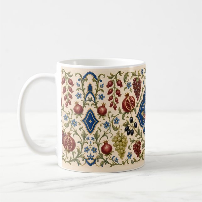 Iznik Granatäpplemedaljong – Blå & Kräm Kaffemugg (Vänster)