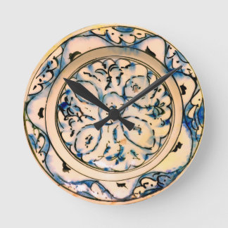 Iznik Mönster Wall Clock Rund Klocka