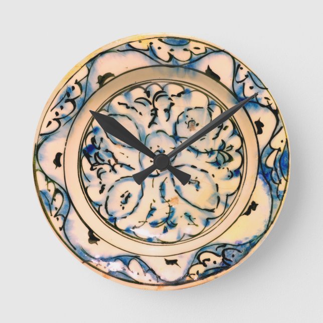 Iznik Mönster Wall Clock Rund Klocka (Framsida)