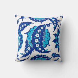 Iznik Osmanska Blommotiv | Blå Turkos Paisley Kudde