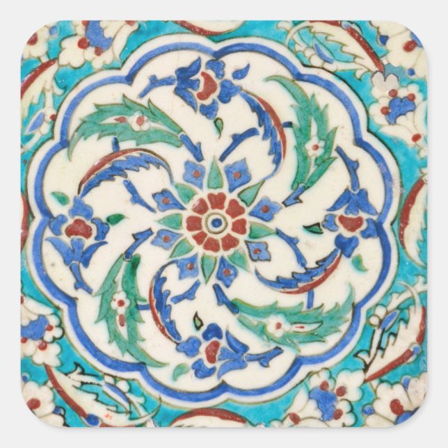 iznik tile fyrkantigt klistermärke (Framsida)