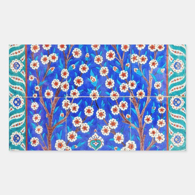 iznik tile rektangulärt klistermärke (Framsida)