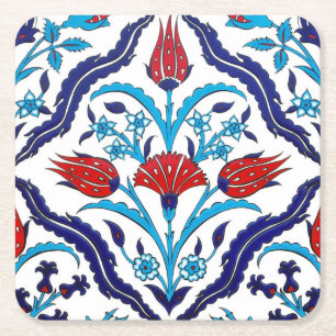 Iznik Tiles Underlägg Papper Kvadrat