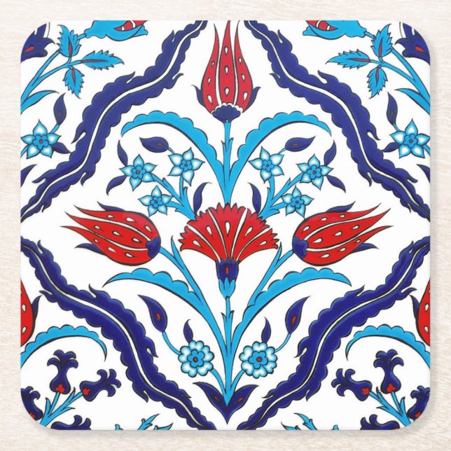 Iznik Tiles Underlägg Papper Kvadrat (Framsidan)