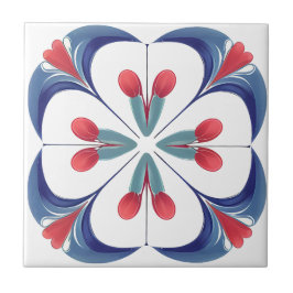 Iznik Tulip Motif Ceramic Art Tile Kakelplatta