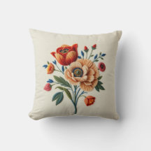 Iznik Tulpan Broderad Korall Kastkudde