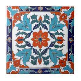 Iznik Turkisk blommiga Orange Röd blå Blommigt Kakelplatta