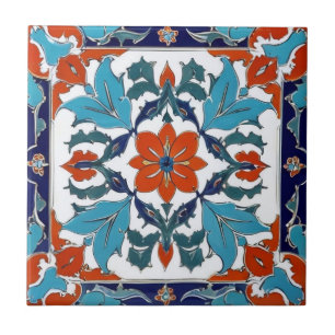 Iznik Turkisk blommiga Orange Röd blå Blommigt Kakelplatta