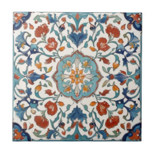 Iznik Turkisk Blommigt Vintage Antique Stil Kakelplatta